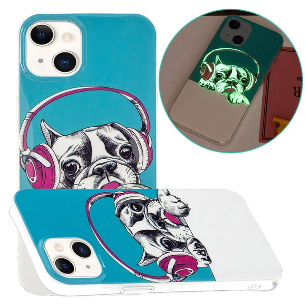 Luminous TPU Soft Protective Case For iPhone 13(Headset Dog)