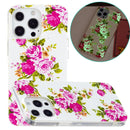 Luminous TPU Soft Protective Case For iPhone 13 Pro(Rose Flower)