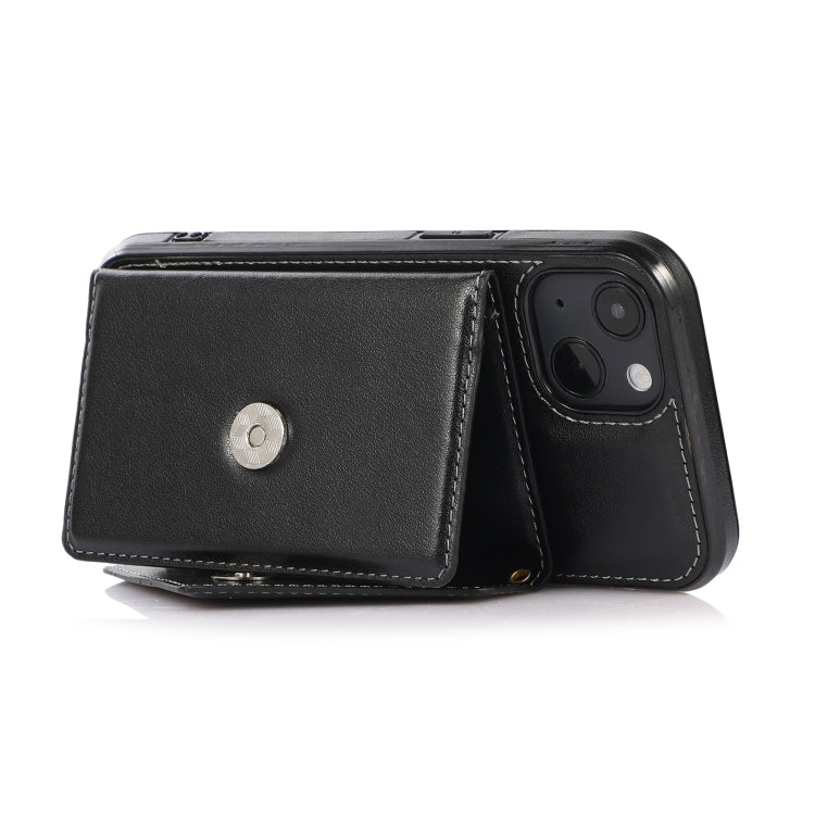 Multi-functional Cross-body Card Bag TPU+PU Back Cover Case with Holder & Card Slot & Wallet For iPhone 13 mini(Black)