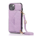 Multi-functional Cross-body Card Bag TPU+PU Back Cover Case with Holder & Card Slot & Wallet For iPhone 13 mini(Purple)