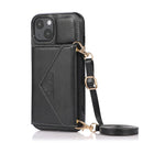 Multi-functional Cross-body Card Bag TPU+PU Back Cover Case with Holder & Card Slot & Wallet For iPhone 13(Black)