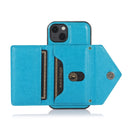 Multi-functional Cross-body Card Bag TPU+PU Back Cover Case with Holder & Card Slot & Wallet For iPhone 13(Blue)
