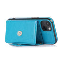 Multi-functional Cross-body Card Bag TPU+PU Back Cover Case with Holder & Card Slot & Wallet For iPhone 13(Blue)
