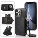 Multi-functional Cross-body Card Bag TPU+PU Back Cover Case with Holder & Card Slot & Wallet For iPhone 13 Pro(Black)