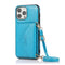 Multi-functional Cross-body Card Bag TPU+PU Back Cover Case with Holder & Card Slot & Wallet For iPhone 13 Pro(Blue)