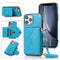 Multi-functional Cross-body Card Bag TPU+PU Back Cover Case with Holder & Card Slot & Wallet For iPhone 13 Pro(Blue)