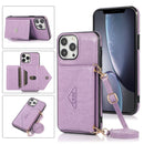 Multi-functional Cross-body Card Bag TPU+PU Back Cover Case with Holder & Card Slot & Wallet For iPhone 13 Pro(Purple)