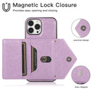 Multi-functional Cross-body Card Bag TPU+PU Back Cover Case with Holder & Card Slot & Wallet For iPhone 13 Pro(Purple)