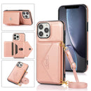Multi-functional Cross-body Card Bag TPU+PU Back Cover Case with Holder & Card Slot & Wallet For iPhone 13 Pro(Rose Gold)