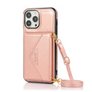 Multi-functional Cross-body Card Bag TPU+PU Back Cover Case with Holder & Card Slot & Wallet For iPhone 13 Pro(Rose Gold)