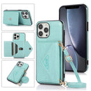 Multi-functional Cross-body Card Bag TPU+PU Back Cover Case with Holder & Card Slot & Wallet For iPhone 13 Pro(Green)
