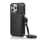 Multi-functional Cross-body Card Bag TPU+PU Back Cover Case with Holder & Card Slot & Wallet For iPhone 13 Pro Max(Black)