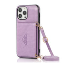 Multi-functional Cross-body Card Bag TPU+PU Back Cover Case with Holder & Card Slot & Wallet For iPhone 13 Pro Max(Purple)