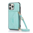 Multi-functional Cross-body Card Bag TPU+PU Back Cover Case with Holder & Card Slot & Wallet For iPhone 13 Pro Max(Green)