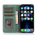 For iPhone 13 Strong Magnetic Crazy Horse Texture Horizontal Flip Leather Case with Holder & Card Slots & Wallet(Green)