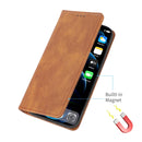For iPhone 13 Strong Magnetic Crazy Horse Texture Horizontal Flip Leather Case with Holder & Card Slots & Wallet(Brown)