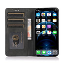 For iPhone 13 Strong Magnetic Crazy Horse Texture Horizontal Flip Leather Case with Holder & Card Slots & Wallet(Black)