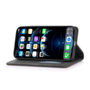 For iPhone 13 Strong Magnetic Crazy Horse Texture Horizontal Flip Leather Case with Holder & Card Slots & Wallet(Black)