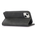 For iPhone 13 Strong Magnetic Crazy Horse Texture Horizontal Flip Leather Case with Holder & Card Slots & Wallet(Black)