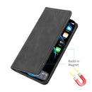 For iPhone 13 Strong Magnetic Crazy Horse Texture Horizontal Flip Leather Case with Holder & Card Slots & Wallet(Black)