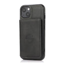 Calf Texture Magnetic Card Bag PU Shockproof Case with Holder & Card Slot For iPhone 13(Black)