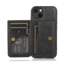 Calf Texture Magnetic Card Bag PU Shockproof Case with Holder & Card Slot For iPhone 13(Black)