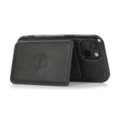 Calf Texture Magnetic Card Bag PU Shockproof Case with Holder & Card Slot For iPhone 13(Black)