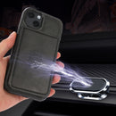 Calf Texture Magnetic Card Bag PU Shockproof Case with Holder & Card Slot For iPhone 13(Black)