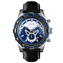 SKMEI 9189 Men Three-eye Six-pin Dial Calendar Timing Quartz Watch(Silver)