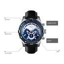 SKMEI 9189 Men Three-eye Six-pin Dial Calendar Timing Quartz Watch(Black)