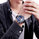 SKMEI 9189 Men Three-eye Six-pin Dial Calendar Timing Quartz Watch(Silver)