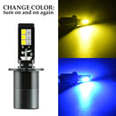 2 PCS EV14 H3 DC9-32V / 3000LM / 30W / 8000K+3000K IP65 Car LED Double Color Fog Light with 12LEDs CSP Lamp Beads(Ice Blue Light + Amber Light)