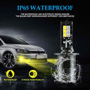 2 PCS EV14 H3 DC9-32V / 3000LM / 30W / 8000K+3000K IP65 Car LED Double Color Fog Light with 12LEDs CSP Lamp Beads(Ice Blue Light + Amber Light)