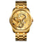 SKMEI 9193 Men Golden Dragon Pattern Calendar Dial Luminous Quartz Watch(Gold)