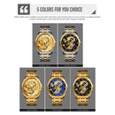 SKMEI 9193 Men Golden Dragon Pattern Calendar Dial Luminous Quartz Watch(Gold Blue)
