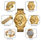 SKMEI 9193 Men Golden Dragon Pattern Calendar Dial Luminous Quartz Watch(Gold Blue)