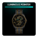 SKMEI 9193 Men Golden Dragon Pattern Calendar Dial Luminous Quartz Watch(Gold Blue)