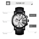 SKMEI 9196 Men Calendar Timing Roman Numeral Dial Quartz Watch(Black)