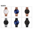 SKMEI 9197 Simple Non-scale Dial Metal Mesh Belt Quartz Watch for Ladies(Silver Shell Black Surface)