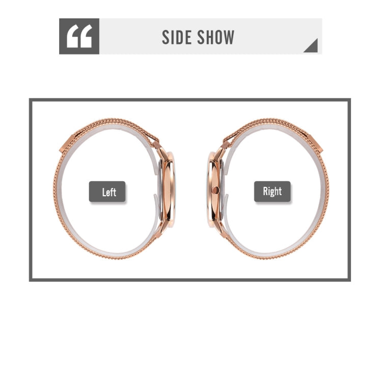 SKMEI 9197 Simple Non-scale Dial Metal Mesh Belt Quartz Watch for Ladies(Rose Gold White Surface)