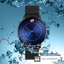 SKMEI 9197 Simple Non-scale Dial Metal Mesh Belt Quartz Watch for Ladies(Black Shell Black Surface)