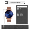 SKMEI 9197 Simple Non-scale Dial Metal Mesh Belt Quartz Watch for Ladies(Black Shell Blue Surface)