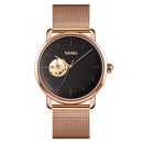 SKMEI 9201 Simple Scale Gear Dial Automatic Mechanical Watch(Rose Gold Black Surface)