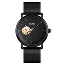 SKMEI 9201 Simple Scale Gear Dial Automatic Mechanical Watch(Black Shell Black Surface)