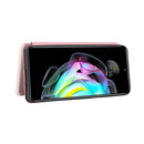 For Motorola Edge 20 Carbon Fiber Texture Horizontal Flip TPU + PC + PU Leather Case with Card Slot(Pink)