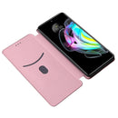 For Motorola Edge 20 Carbon Fiber Texture Horizontal Flip TPU + PC + PU Leather Case with Card Slot(Pink)