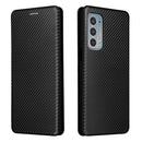 For Motorola Edge 20 Carbon Fiber Texture Horizontal Flip TPU + PC + PU Leather Case with Card Slot(Black)