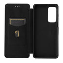 For Motorola Edge 20 Carbon Fiber Texture Horizontal Flip TPU + PC + PU Leather Case with Card Slot(Black)