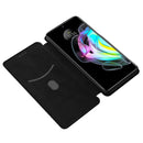 For Motorola Edge 20 Carbon Fiber Texture Horizontal Flip TPU + PC + PU Leather Case with Card Slot(Black)