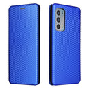 For Motorola Edge 20 Carbon Fiber Texture Horizontal Flip TPU + PC + PU Leather Case with Card Slot(Blue)